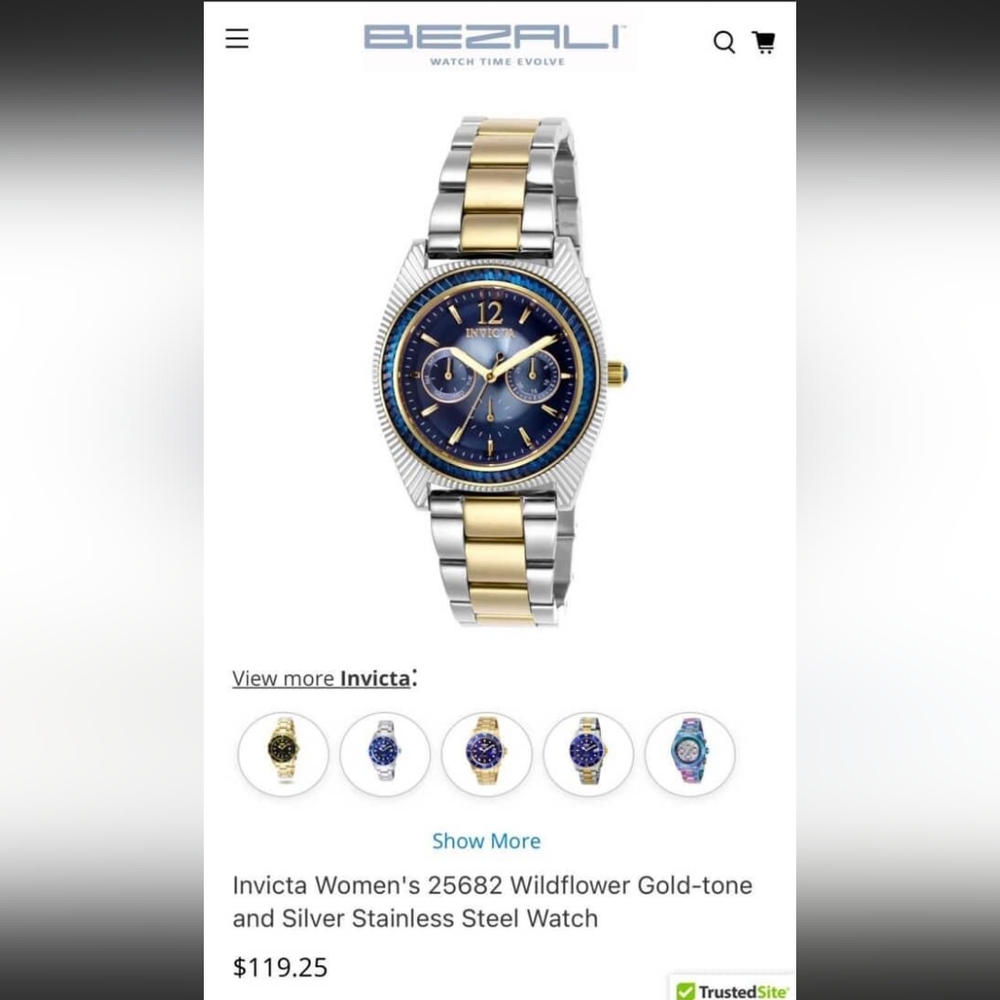 Invicta Gold and Silver Watch with Blue Dial